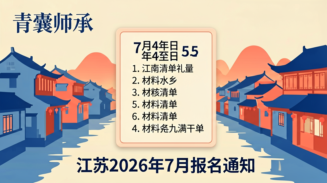 江苏2026年传统医学师承出师考核报名通知
