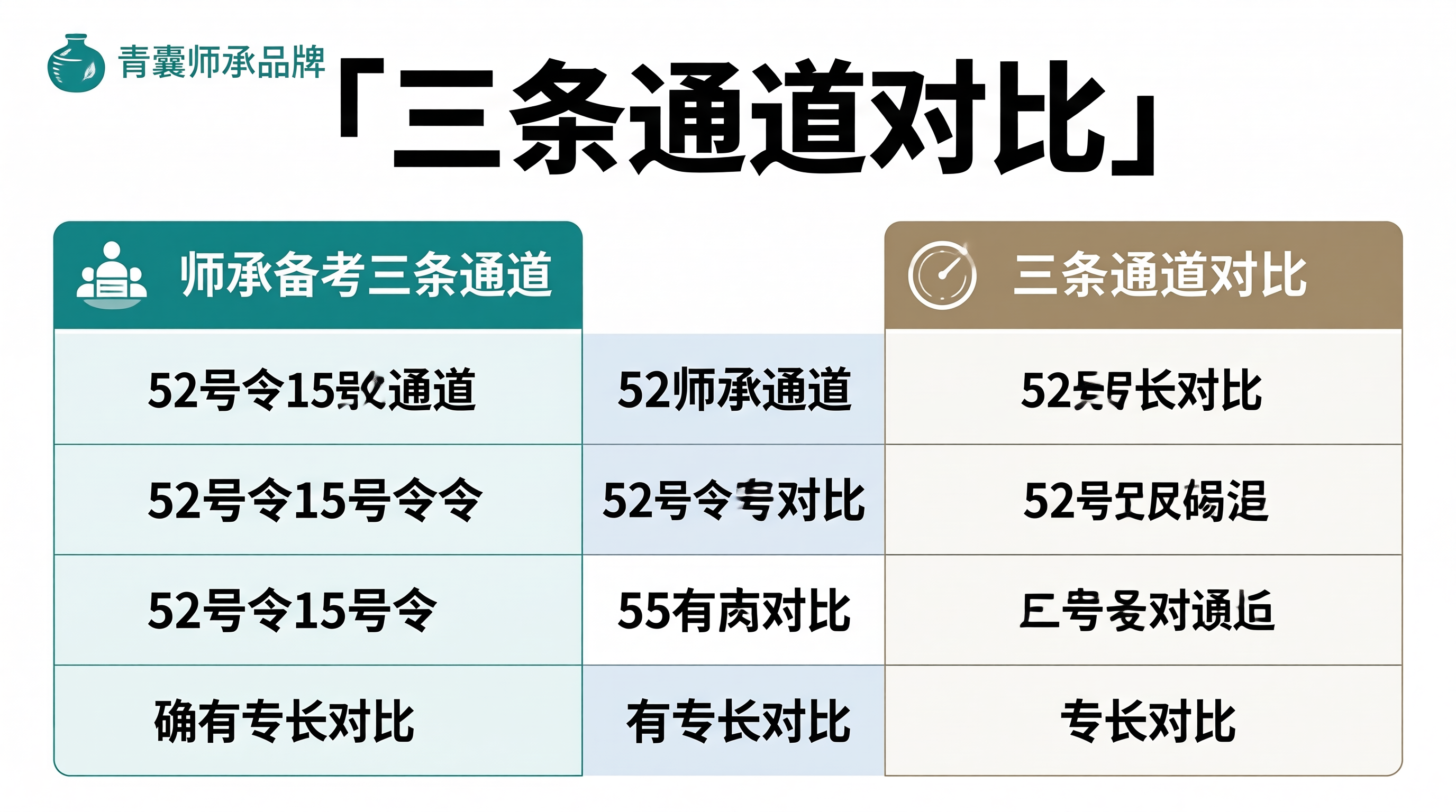 师承三条通道对比