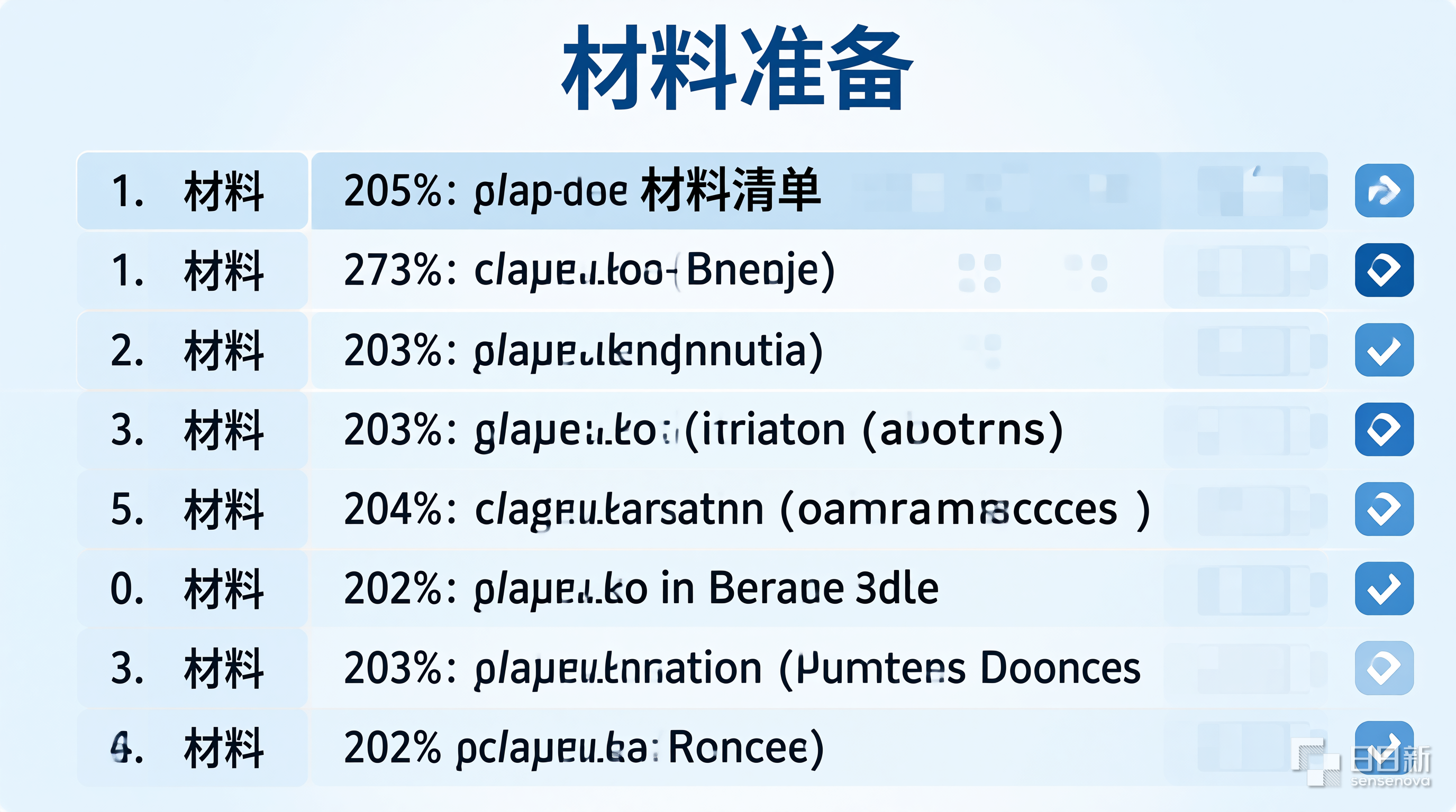 材料准备清单